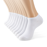 MONFOOT Women_s and Men_s 10 Pair Thin Cotton Low Cut Ankle Socks White