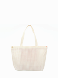 WOVEN VINYL LARGE UPTOWN TOTE - IVORY