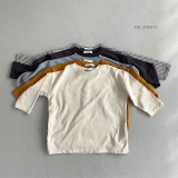 DE MARVI Kids Toddler Peach fleece Basic T_shirts Girls Boys Autumn Clothing Korean Manufacturer