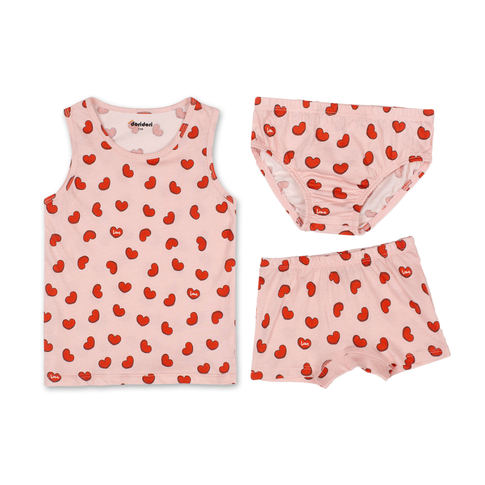 Doridori Little Girls_ Organic Cotton Underwear Undershirt For Kid_ Toddler_ Baby _Pink Heart P