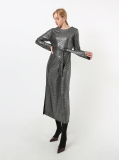 Korean Shiny  Geometric Foil Long Dress