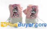 Fingerless Gloves for Women (USB Heated, Pink and White)