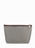 WOVEN VINYL LARGE ZIP POUCH - GOLD SILVER