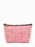 WOVEN VINYL LARGE ZIP POUCH - SNOW RED
