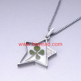 real 4 leaf lucky clover shamrock necklace jewelry,Fashion Jewelry,customized gift