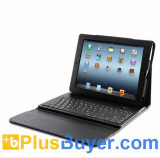 Robust Leather Case + Spillproof Removable Bluetooth Keyboard for iPad 2 and New iPad 3