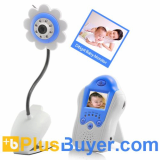Mini Wireless Baby Monitor (Flower Design, Blue, Night Vision)