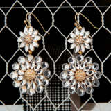 [LJ New York] Crystal Daisy Flower Earrings_Gold