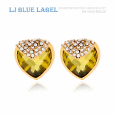 [LJ New York] Crystal Dazzling Heart Earrings_Gold