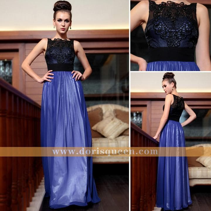 blue and black formal dress