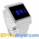 Touch Screen Wrist LED Watch (Blue, White Strap)