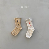 DE MARVI Kids Toddler Logo Lettering Sockcs 2pairs sets Girls Boys Socks Wholesale Korean