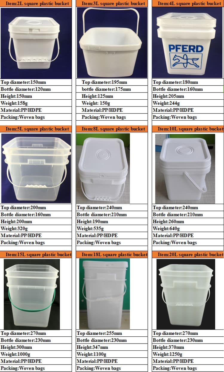 Plastic bucket square