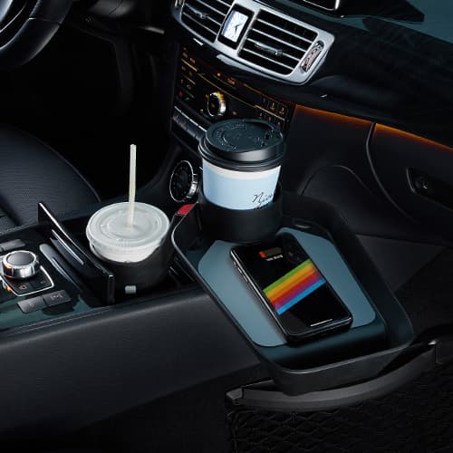 CUPLUS 3in1 Car Cupholder _ Tray with wireless charger
