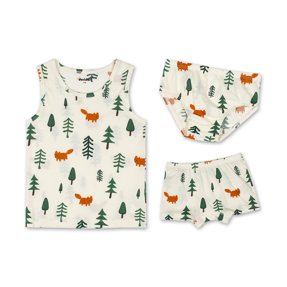 Doridori Little Boys_ Organic Cotton Underwear Undershirt For Kid_ Toddler_ Baby _Forest Fox P
