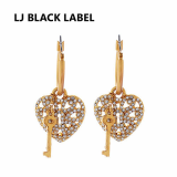 [LJ New York] Crystal Heart and Key Earrings_Gold