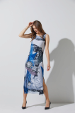 Sleeveless Knit Brushstroke Print Long Dress _ EM_045 _