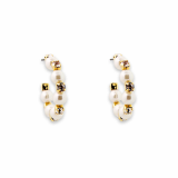 Pearl Zirconia Hoop earrings Fashion Jewelry Gold plated 