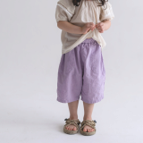 DE MARVI Toddler Kids Linen Elastic Waist Casual Pants