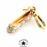 [CharmsHolic] Flower Flat Shoe Charm_Crystal Ribbon
