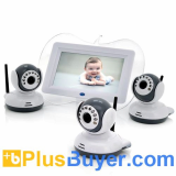 Digital Wireless Baby Monitor with 3 Cameras (7 Inch Screen, 1/4 CMOS, Night Vision, 100m)
