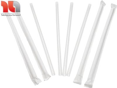 Plastic Straws 7.75'' Flexible Jumbo Straws (5mm) Wrapped in Paper - C