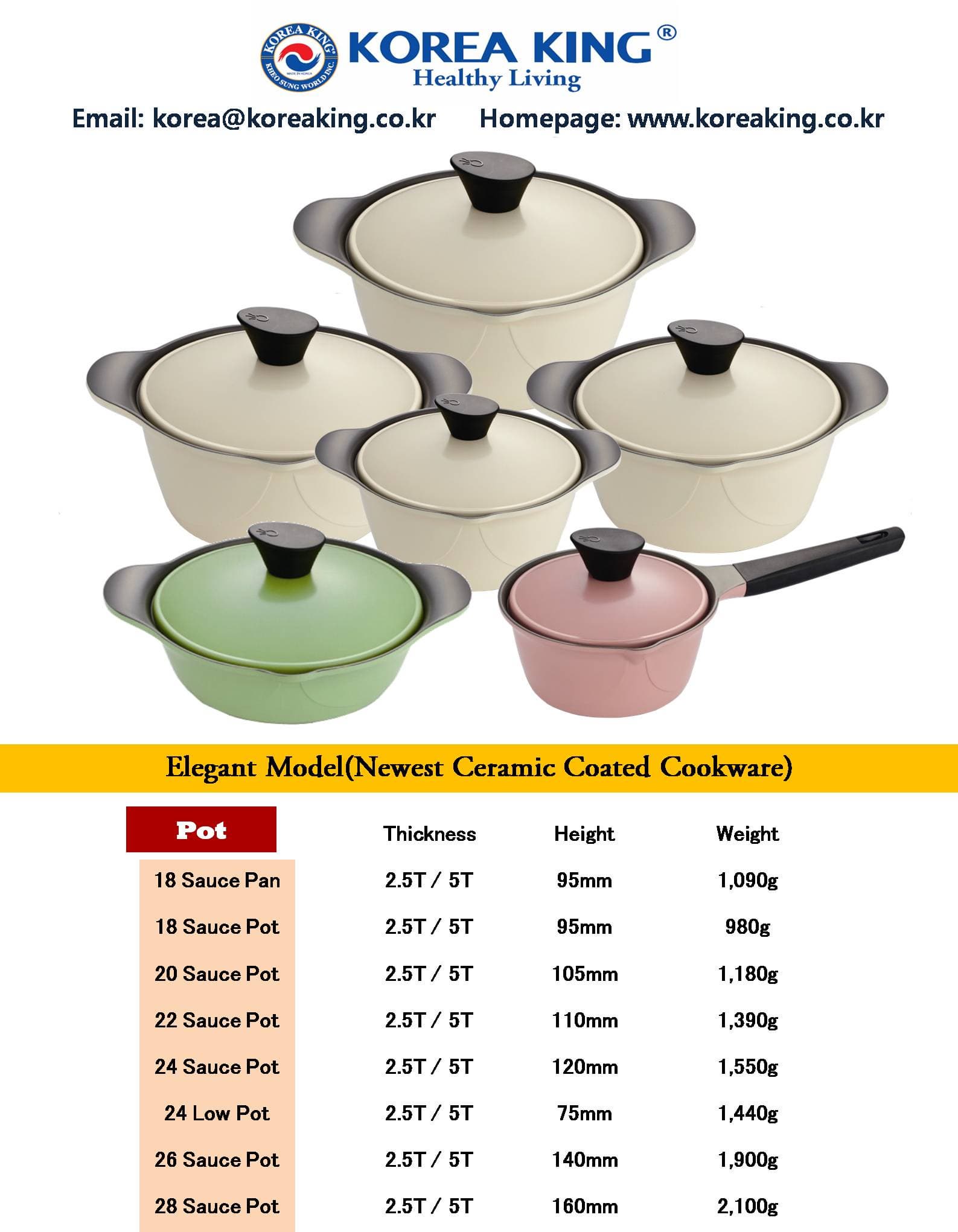 KOREA KING] Nature+ Ceramic Cookware set