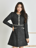 Dress_ Twisted Line_ Pearl Button_ Women_s apparel