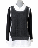 WOMEN'S knit layered blouse [BLACK]