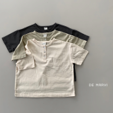DE MARVI Kids Toddler Button neck Over fit Long T_shirts Boys Girls Natural Clothes Wholesale Korean