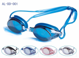 swimming goggles with anti-fog pc  lens , silicone gasket and strap , replaceable nose-bridge