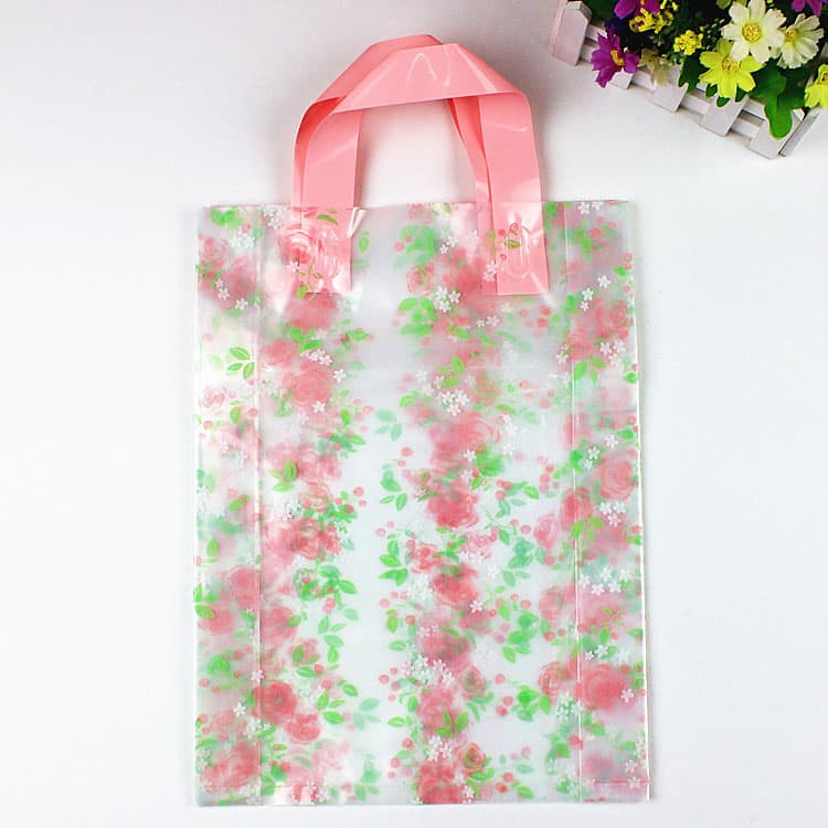 Recyclable Pink Small Handle Shopping Bag Cute Custom Logo Printing Die Cut Plastic  Tote Bag with Handle Plastic Shopping Bag - China Shopping Bag and Tote Bag  price