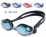  mirrored swimming goggles with anti-fog pc lens ,silicone frame 