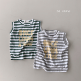 DE MARVI Kids Toddler Lettering Striped Sleeveless Boys Girls Summer Clothes Wholesale Korean 