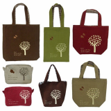 Natural Cotton Patchworked and Appliqued Bag & Pouch