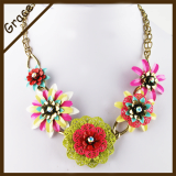 jewelry colorful steel flower charm necklace