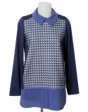 Jun Ji-hyun style navy pattern blouse