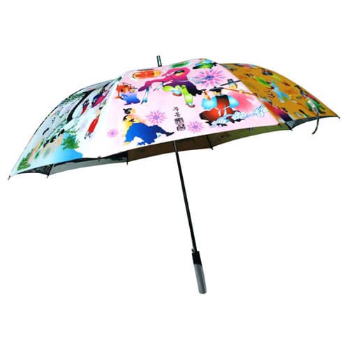 Korea traditional painting long size automatic umbrella 
