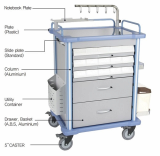 Nursing Medication Cart with Drawer and Lock Double side
