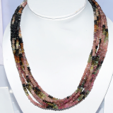 Natural Multi Tourmaline faceted bead 18 inch