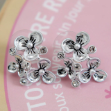 [LJ New York] Crystal Silver 3-Flower Earrings