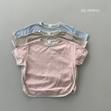 DE MARVI Kids Toddler Button neck Over fit Long T_shirts Boys Girls Natural Clothes Wholesale Korean