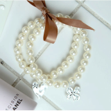 [LJ New York] Lovely Pearl Bracelet with Silver Charms