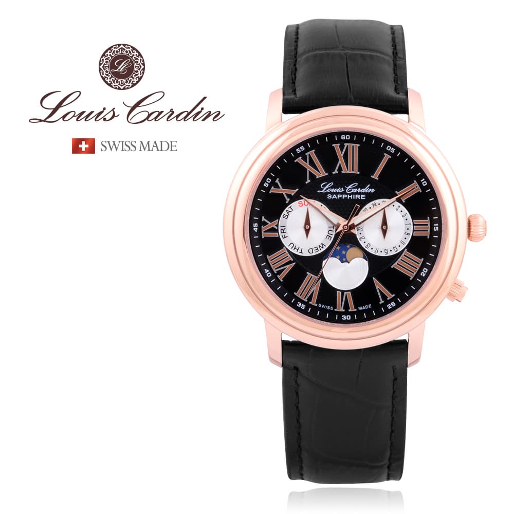 Louis Cardin Moon Phase Swiss made watch Stainless Sapphire