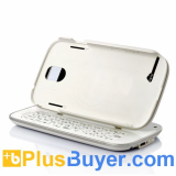 Wireless Slide-Out Bluetooth Keyboard + Detachable Case For Samsung Galaxy S4 - White