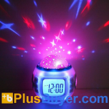 Starry Sky Projection Calendar Thermometer Alarm Music Clock