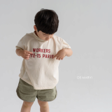 DE MARVI Kids Toddler Lettering Casual Short Sleeve Tees