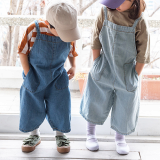 DE MARVI Kids Toddler Linen Denim Overall Pants Clothes