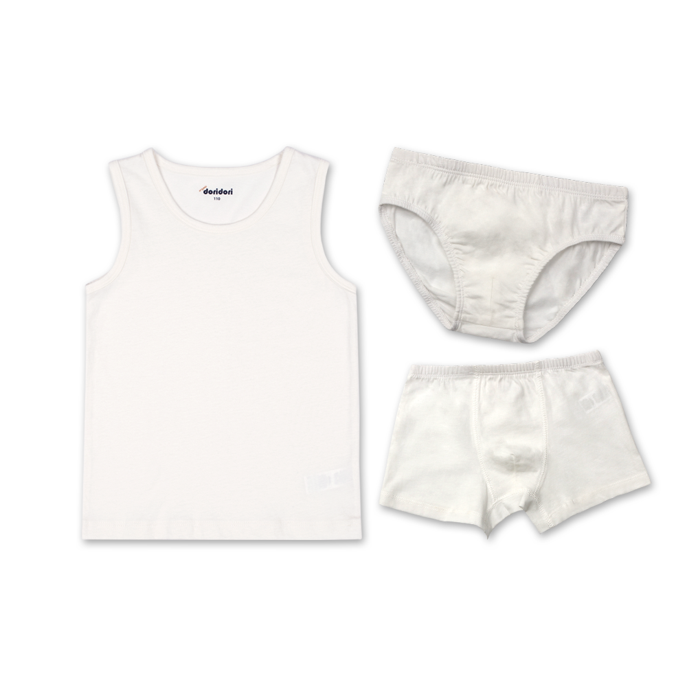 Doridori Little Boys_ Organic Cotton Underwear Undershirt For Kid_ Toddler_ Baby _M Pure White