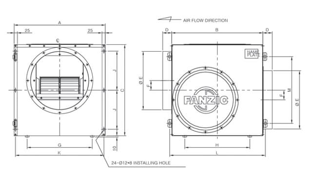 Fanzic-cabinet centrifugal fans drawing